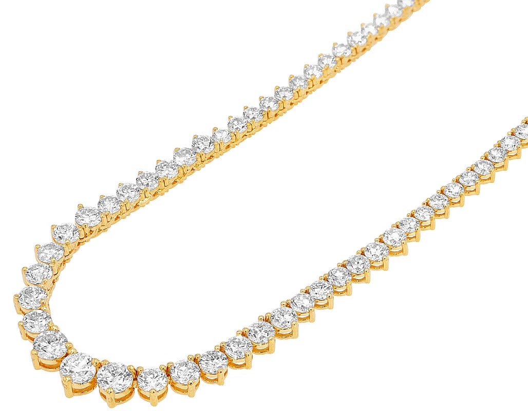50 POINTER CENTER DIAMONDS GRADUATED NECKLACE: 50 Pointer Center Diamonds Graduated Necklace Brand: None Type: Necklace Material: 14K Yellow Gold, Main Stone/Creation Natural Color: Yellow Gold Size: Length 17" Width 6.0mm Accessories: None