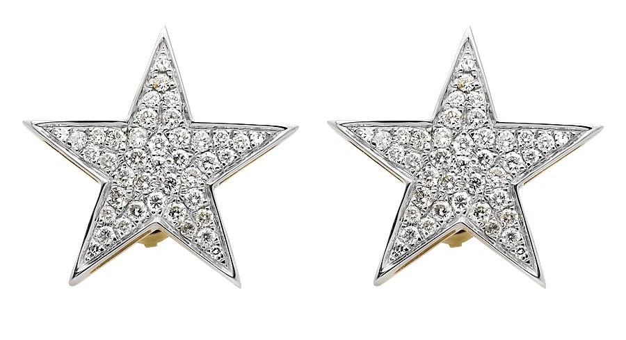 10K YELLOW GOLD FIVE POINT STAR RELIGIOUS DIAMOND EARRINGS: 10K Yellow Gold Five Point Star Religious Diamond Earrings Brand: None Type: Earrings Material: 10K Yellow Gold, Main Stone/Creation Natural Color: Yellow Size: Dimension 17X17MM inch Accessories: