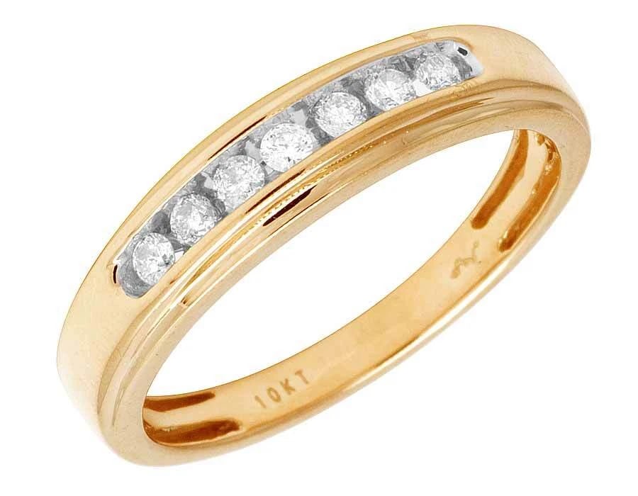 10K YELLOW GOLD 1 ROW GENUINE DIAMOND RING BAND: 10K Yellow Gold 1 Row Genuine Diamond Ring Band Brand: None Type: Ring Material: 10K Yellow Gold, Color: Yellow Gold Size: 10 US Accessories: None Accessories Notice: When purchasing pre-o