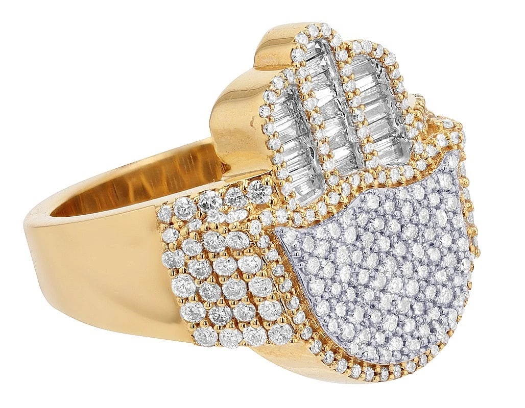 10K YELLOW-WHITE GOLD HAMSA HAND CLUSTER DIAMOND RING (1 of 4)