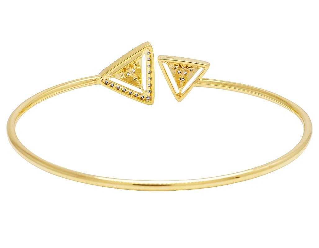 NESTED TRIANGLES DIAMOND FLEX BANGLE BRACELET GOLD - 3