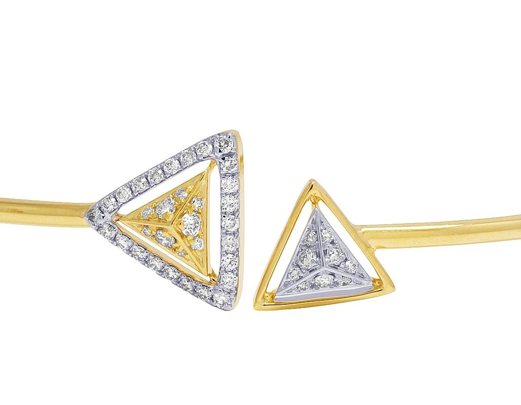 NESTED TRIANGLES DIAMOND FLEX BANGLE BRACELET GOLD - 4