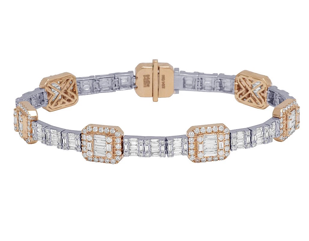 BAGUETTE DIAMOND SQUARE BRACELET 14K ROSE-WHITE GOLD (1 of 2)