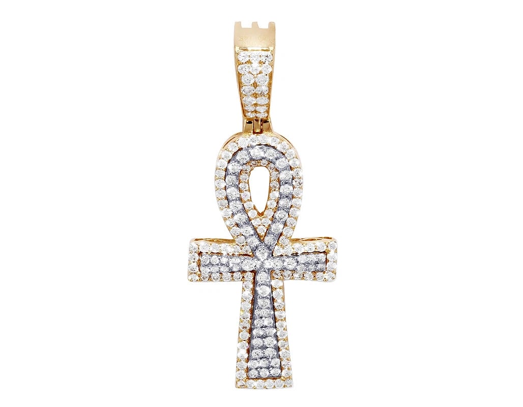 UNISEX DIAMOND ANKH CROSS PENDANT 14K YELLOW -WHITE GOLD: Unisex Diamond Ankh Cross Pendant 14K Yellow -White Gold Brand: None Type: Pendant Material: 14K Yellow -White Gold, Main Stone/Creation Natural Color: Multi-Tone Size: Dimension L 1.5" x W 15mm A