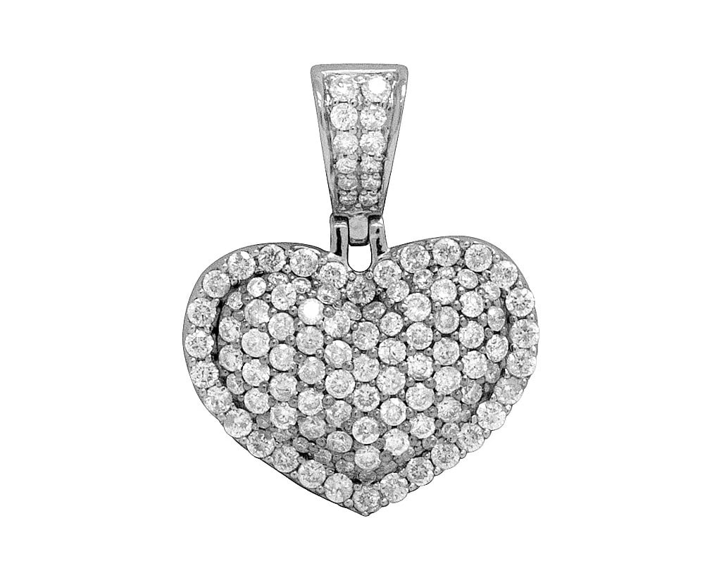 LADIES 10K WHITE GOLD DIAMOND HEART PENDANT: Ladies 10K White Gold Diamond Heart Pendant Brand: None Type: Pendant Material: 10K White Gold, Main Stone/Creation Natural Color: White Gold Size: Dimension 0.75" X 0.5" Accessories: None