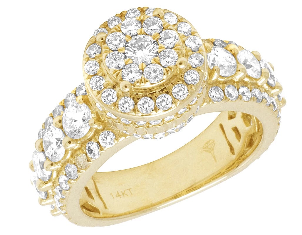 MENS 14K YELLOW GOLD 3D CLUSTER DIAMOND RING (1 of 5)