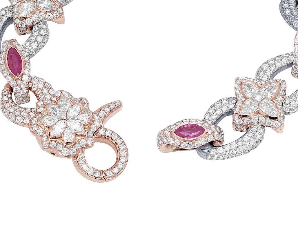 PEAR-MARQUISE DIAMOND RUBY BRACELET - 2