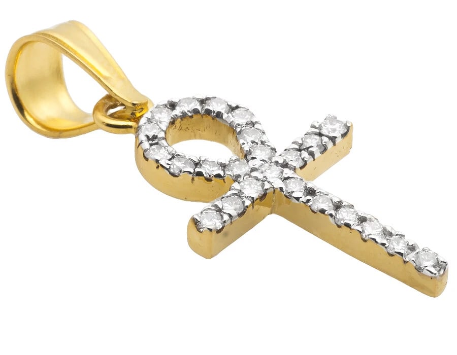 14K YELLOW GOLD DIAMOND PENDANT CHARM: 14K Yellow Gold Diamond Pendant Charm Brand: None Type: Pendant Material: 14K Yellow Gold, Main Stone/Creation Natural Color: Yellow Gold Size: Dimension 1.25x0.5 inches Accessories: None Accessories