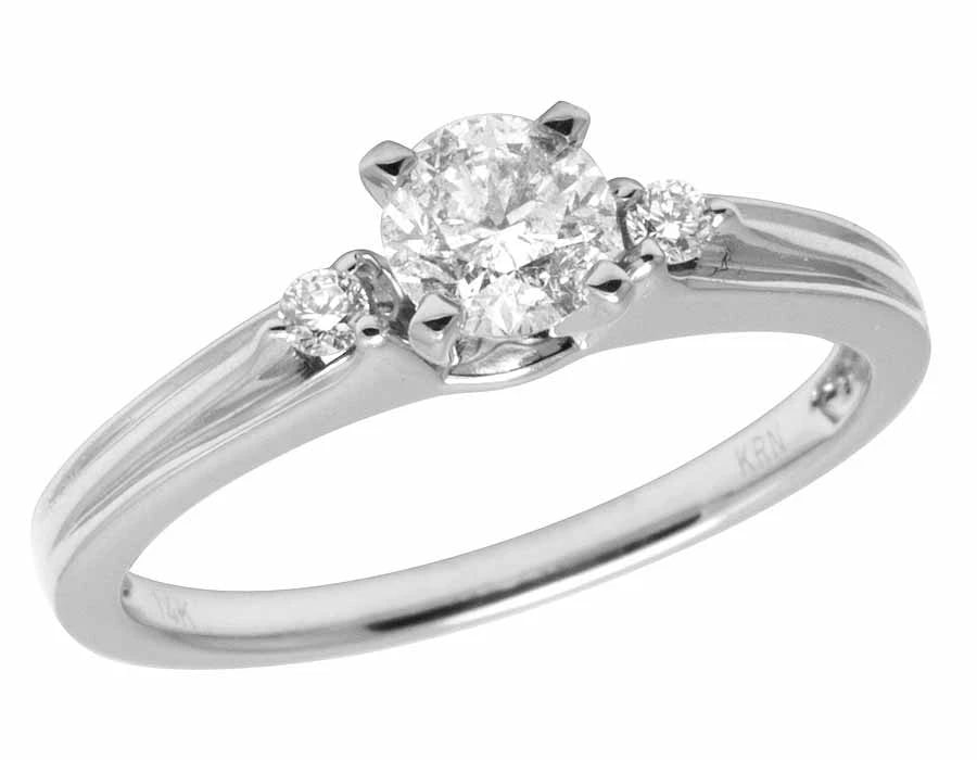 14K WHITE GOLD GENUINE DIAMOND ROUND RING: 14K White Gold Genuine Diamond Round Ring Brand: None Type: Ring Material: 14K White Gold, Color: White Gold Size: Dimension 5 MM center Accessories: None Accessories Notice: When purchasing