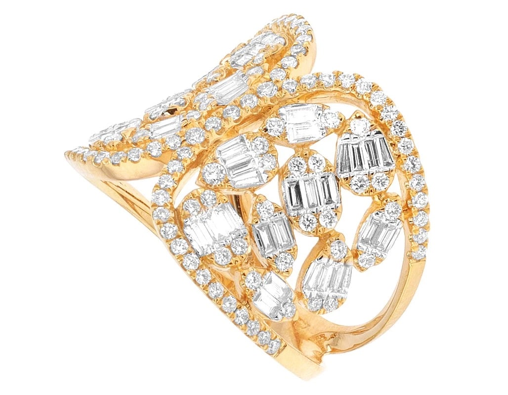 WIDE LOOP BUTTERFLY DIAMOND RING MULTI-SHAPE BAGUETTE - 3