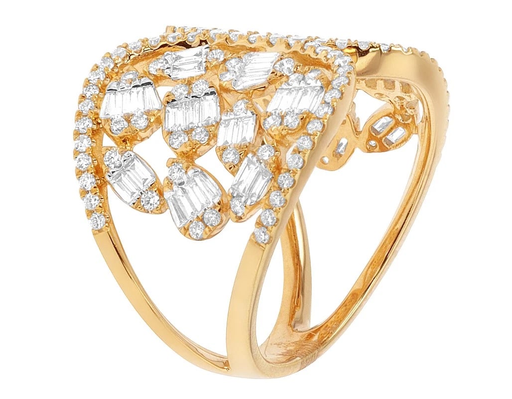 WIDE LOOP BUTTERFLY DIAMOND RING MULTI-SHAPE BAGUETTE - 4