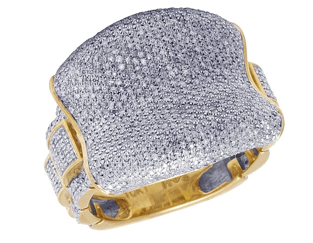MENS YELLOW GOLD CONCAVE PUFF STEP SHANK PINKY RING: Mens Yellow Gold Concave Puff Step Shank Pinky Ring Brand: None Type: Ring Material: 10K Yellow Gold, Main Stone/Creation Natural Color: Yellow Gold Size: 10 US Accessories: None Accessori
