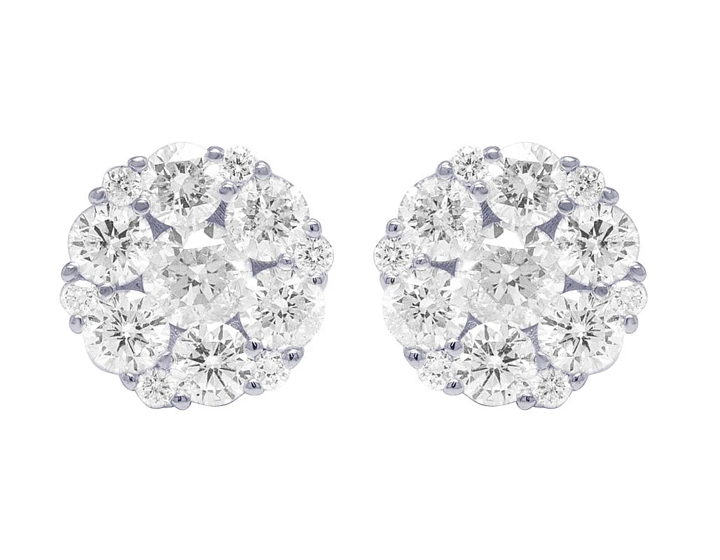 10K FLOWER CLUSTER DIAMOND STUD EARRINGS (1 of 4)