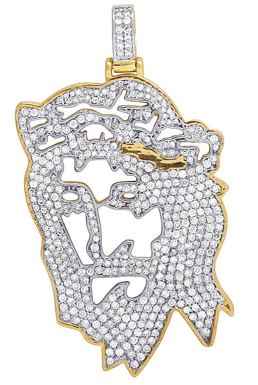 MENS 10K YELLOW GOLD CUTOUT DIAMOND CHARM PENDANT (1 of 3)
