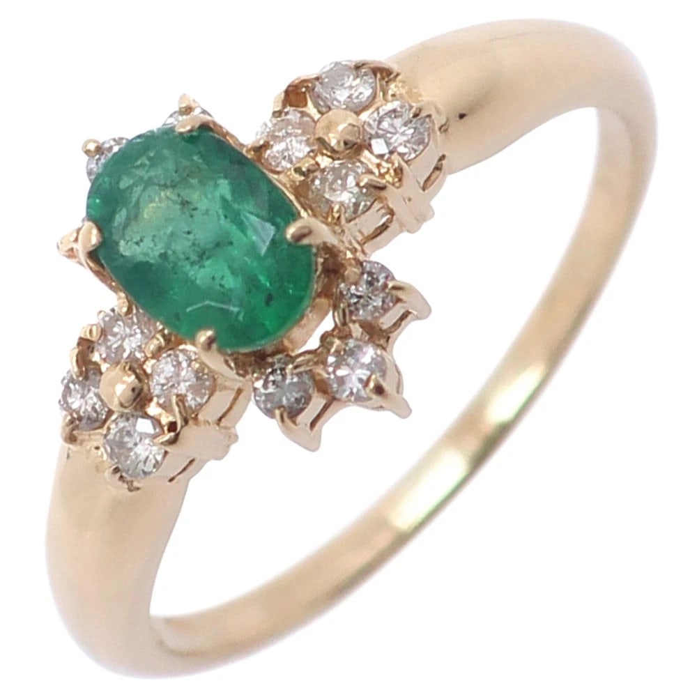 RING GREEN K18 YELLOW GOLD/EMERALD: Ring green K18 yellow gold/Emerald Brand: no brand Type: Ring Material: K18 yellow gold, Main Stone/Creation Emerald Color: green Size: 6.8US Accessories: None Accessories Notice: When purchasing