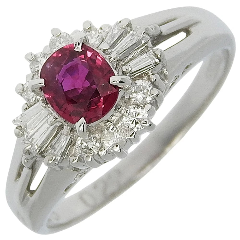 RING PT900PLATINUM/RUB: Ring Pt900Platinum/Rub Brand: no brand Type: Ring Material: Pt900Platinum, Main Stone/Creation Ruby Color: Silver Size: 5.1U Accessories: None Accessories Notice: When purchasing pre-owned goods,