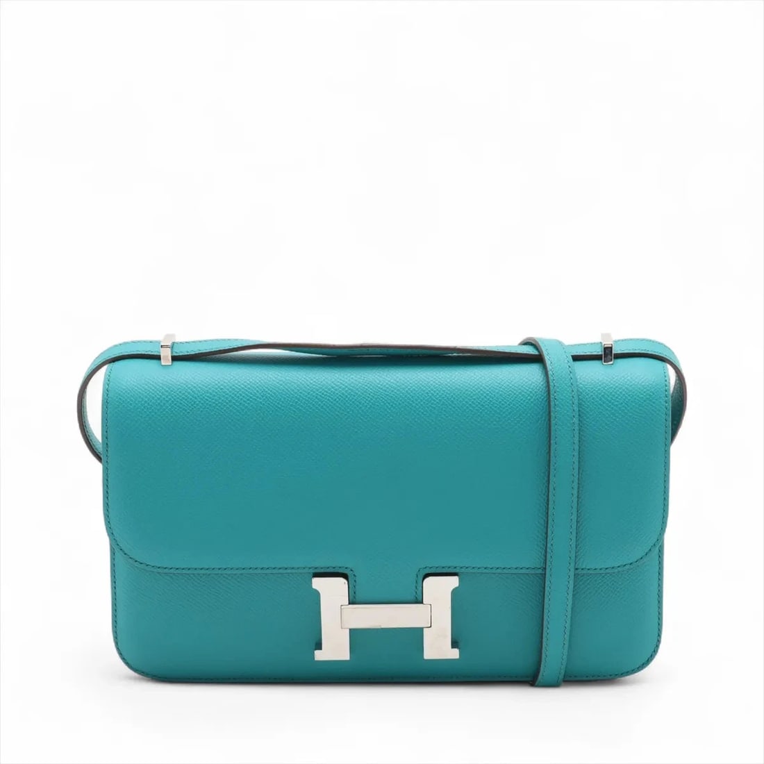 HERMES CONSTANCE ELAN VEAU EPSOM BLUE PAON SILVER: Hermes Constance Elan Veau Epsom Blue paon Silver Brand: Hermès Type: Shoulder bag Material: Veau Epsom Color: Blue paon Size: Height:5.7inchLength:9.8inchDepth:2.0inch Accessories: None A