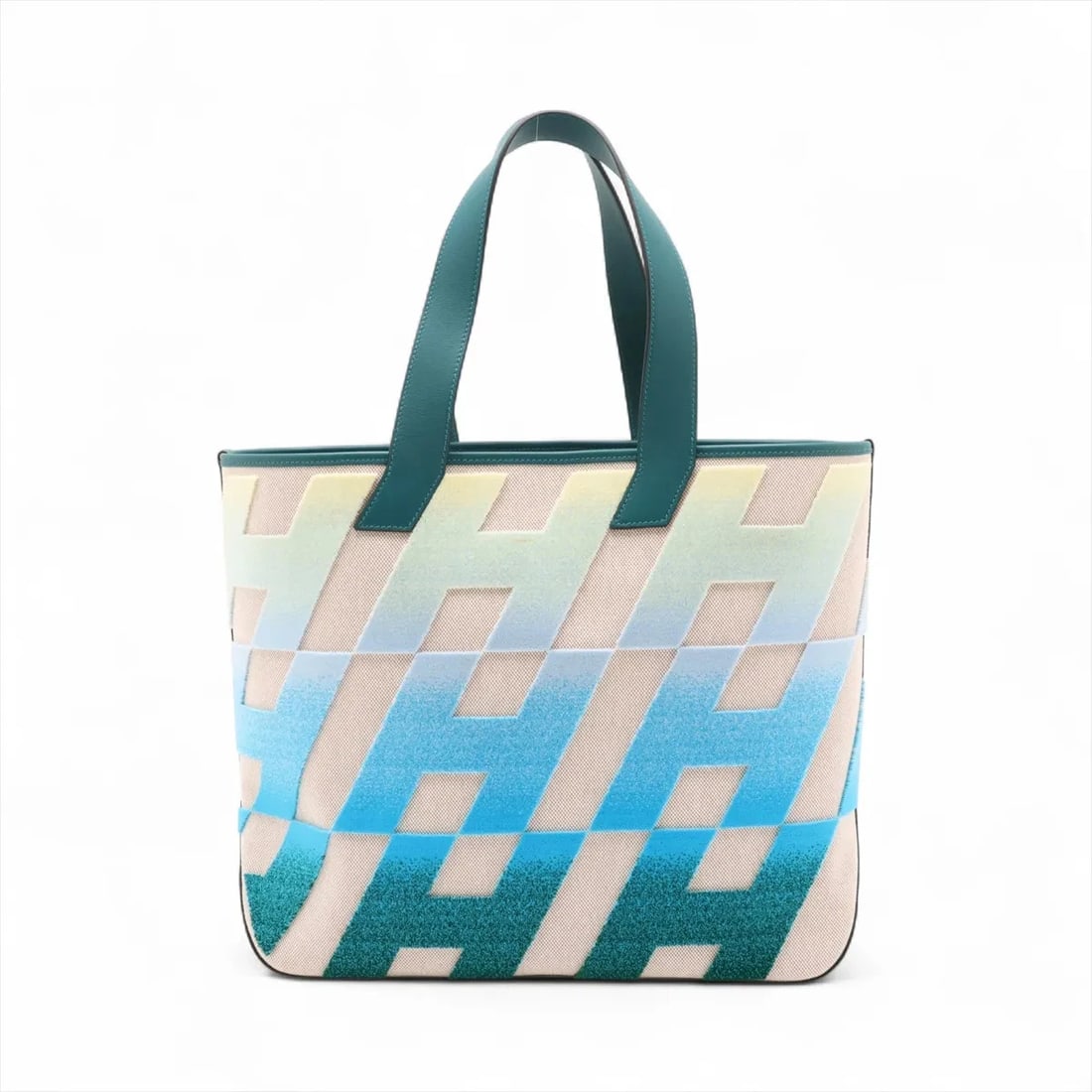 HERMES AMBIER 40 GM TWIRL ASH X VOW SWIFT BEIGE X GREEN: Hermes Ambier 40 GM Twirl Ash x Vow Swift Beige x green Brand: Hermès Type: Tote bag Material: Toile H x Veau Swift Color: Beige x green Size: Height:12.6inch Length:14.2inch Depth:4.9inch Handle hei