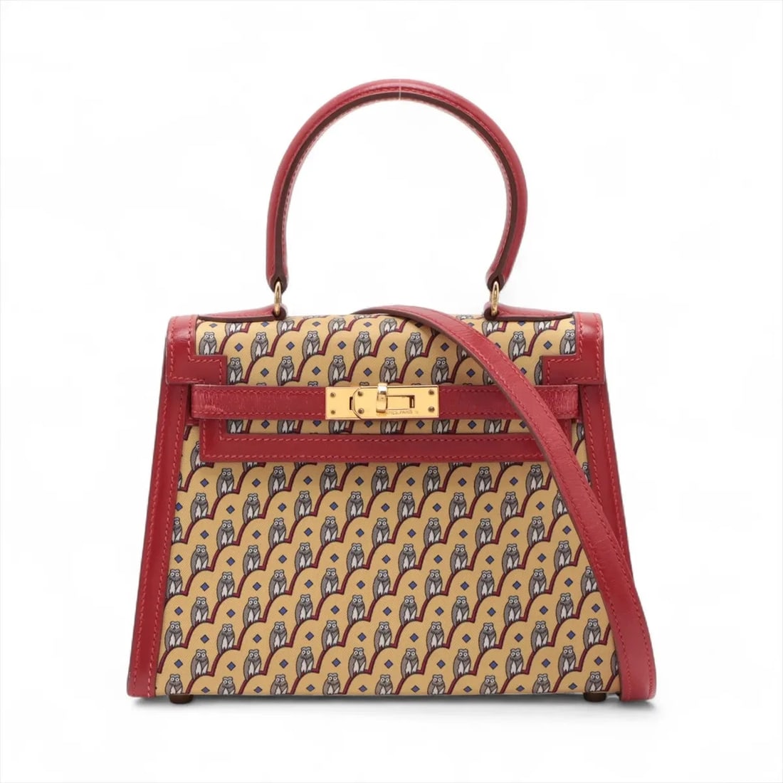 HERMES MINI KELLY 20 SERIE SILK X BOX CALF BEIGE X RED: Hermes Mini Kelly 20 Serie silk x box calf Beige x red Brand: Hermès Type: Hand bag Material: Silk Color: Beige Size: Height:5.7inch Length:7.9inch Depth:3.7inch Handle height:3.1inch Accessories: