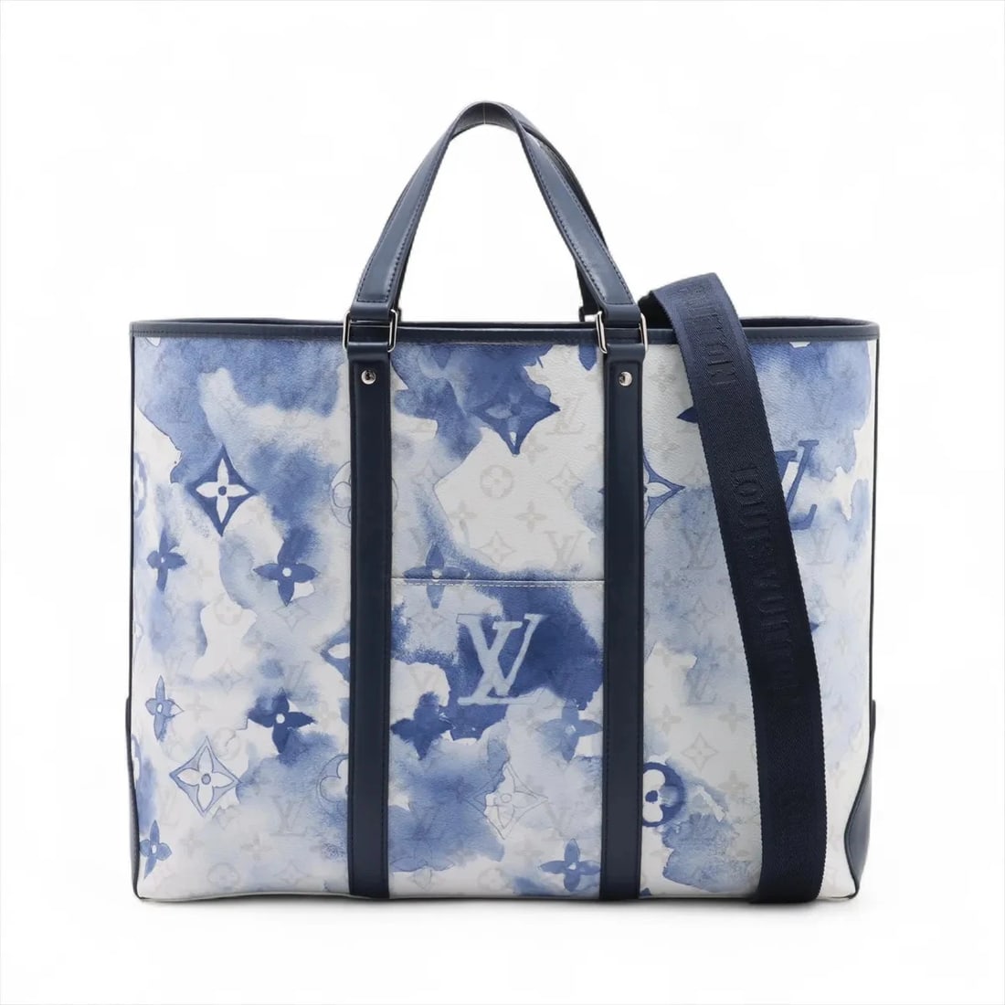 LOUIS VUITTON MONOGRAM WATER COLOR WEEKEND TOTE BLUE X WHITE (1 of 7)