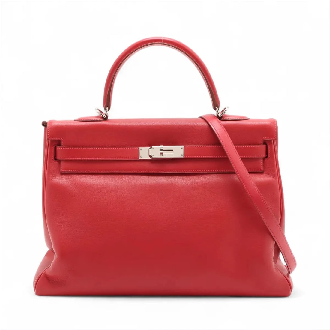 HERMES KELLY 35 LE TOURNAY EVERGRAIN ROUGE VIF SILVER: Hermes Kelly 35 Le Tournay Evergrain Rouge vif Silver Brand: Hermès Type: Hand bag Material: Evergrain Color: Rouge vif Size: Height:9.1inch Length:13.8inch Depth:5.1inch Handle height:3.9inch Acc