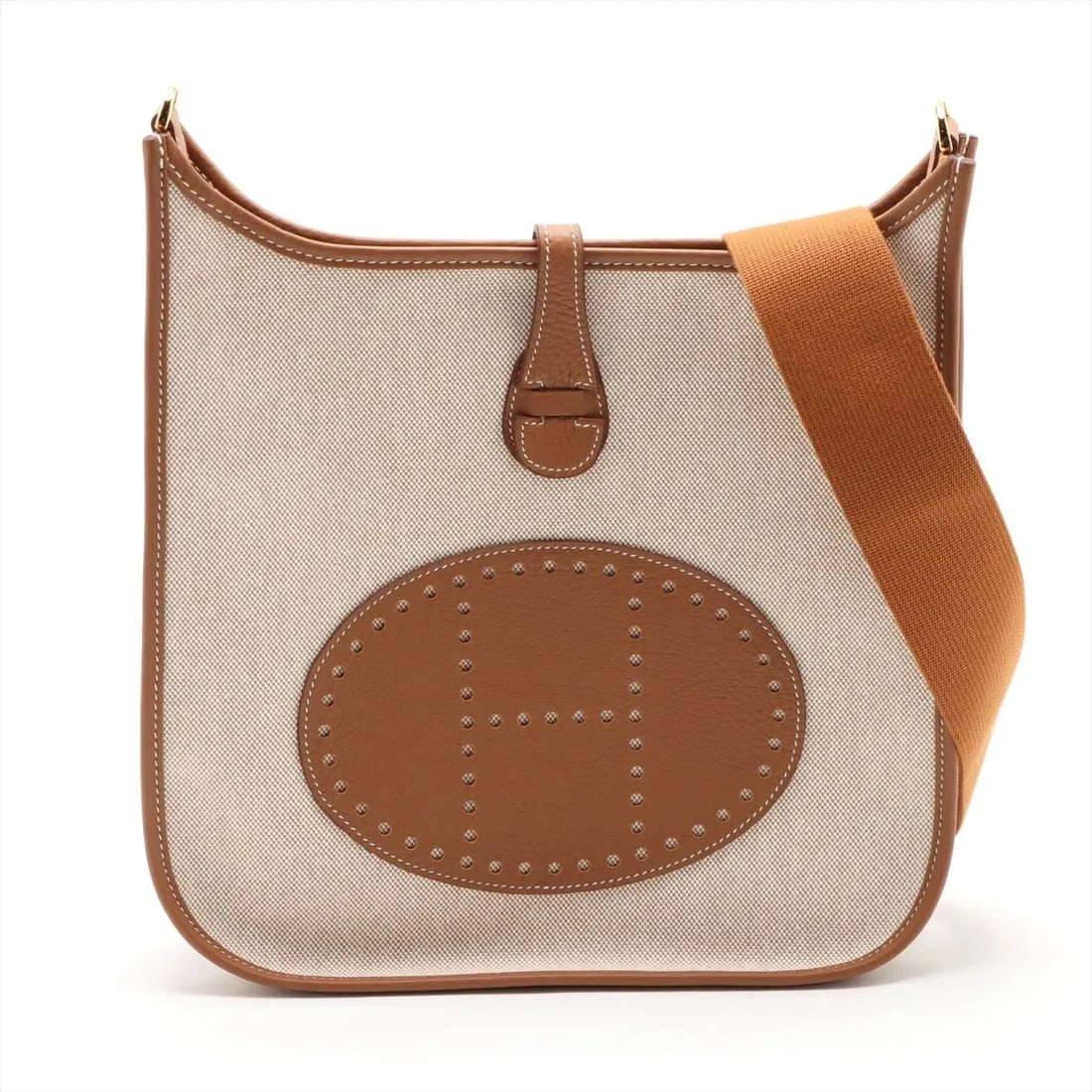 HERMES EVELYN 3 29 PM TOILE ASH X TAURILLON CLEMENCE: Hermes evelyn 3 29 PM Toile Ash x Taurillon Clemence Brand: Hermès Type: Shoulder bag Material: Toile H Color: Beige x gold Size: Height:12.4inchLength:11.4inchDepth:3.3inch Accessories: None