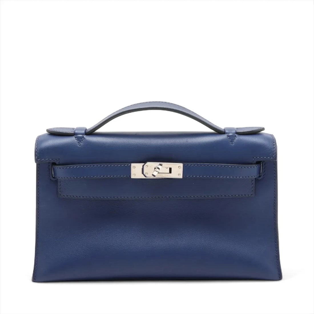 HERMES POCHETTE KELLY MINI VEAU SWIFT BLUE: Hermes Pochette Kelly Mini Veau Swift Blue Brand: Hermès Type: Hand bag Material: Veau Swift Color: Blue Saphir Size: Height:4.9inch Length:8.5inch Depth:2.8inch Handle height:1.0inch Accessories: