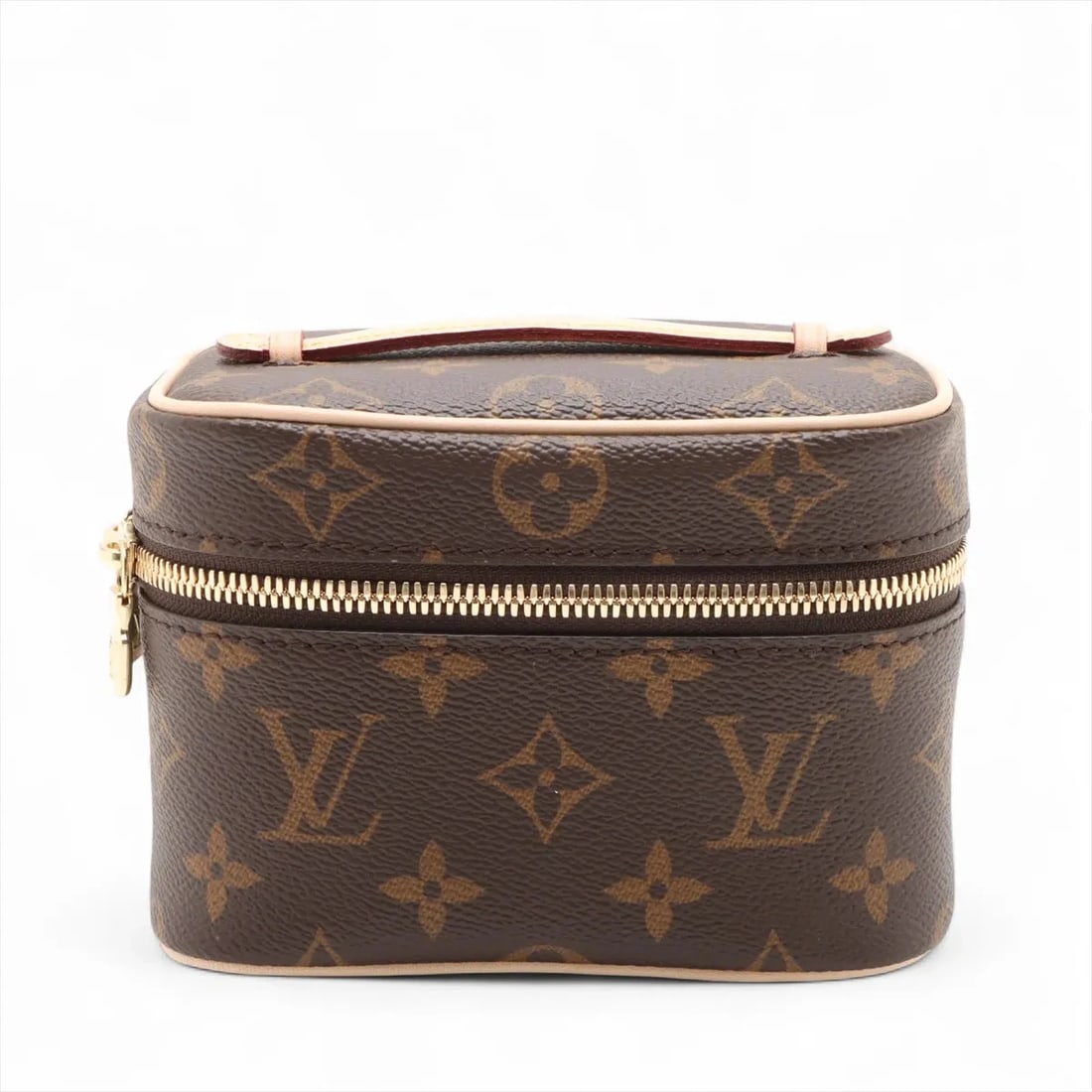 LOUIS VUITTON MONOGRAM NICE NANO BROWN: Louis Vuitton Monogram Nice Nano Brown Brand: Louis Vuitton Type: Vanity bag Material: none Color: Brown Size: Height:4.1inch Length:5.9inch Depth:3.7inch Handle height:0.6inch Accessories: None <