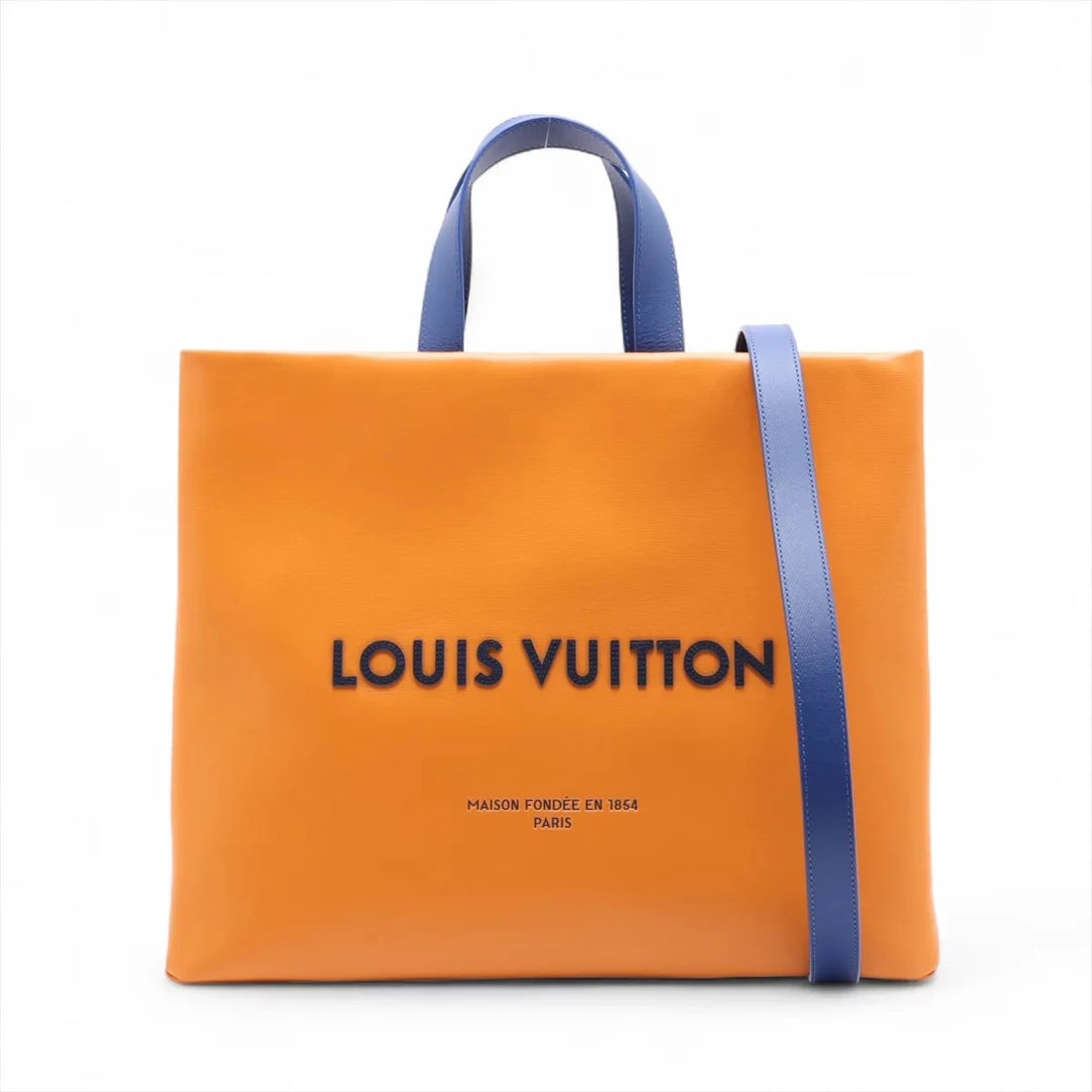 LOUIS VUITTON LOGO SHOPPER TOTE BAG ORANGE: Louis Vuitton Logo Shopper Tote Bag Orange Brand: Louis Vuitton Type: Tote bag Material: none Color: Orange Size: Height:13.2inch Length:15.9inch Depth:5.9inch Handle height:5.3inch Accessories: N