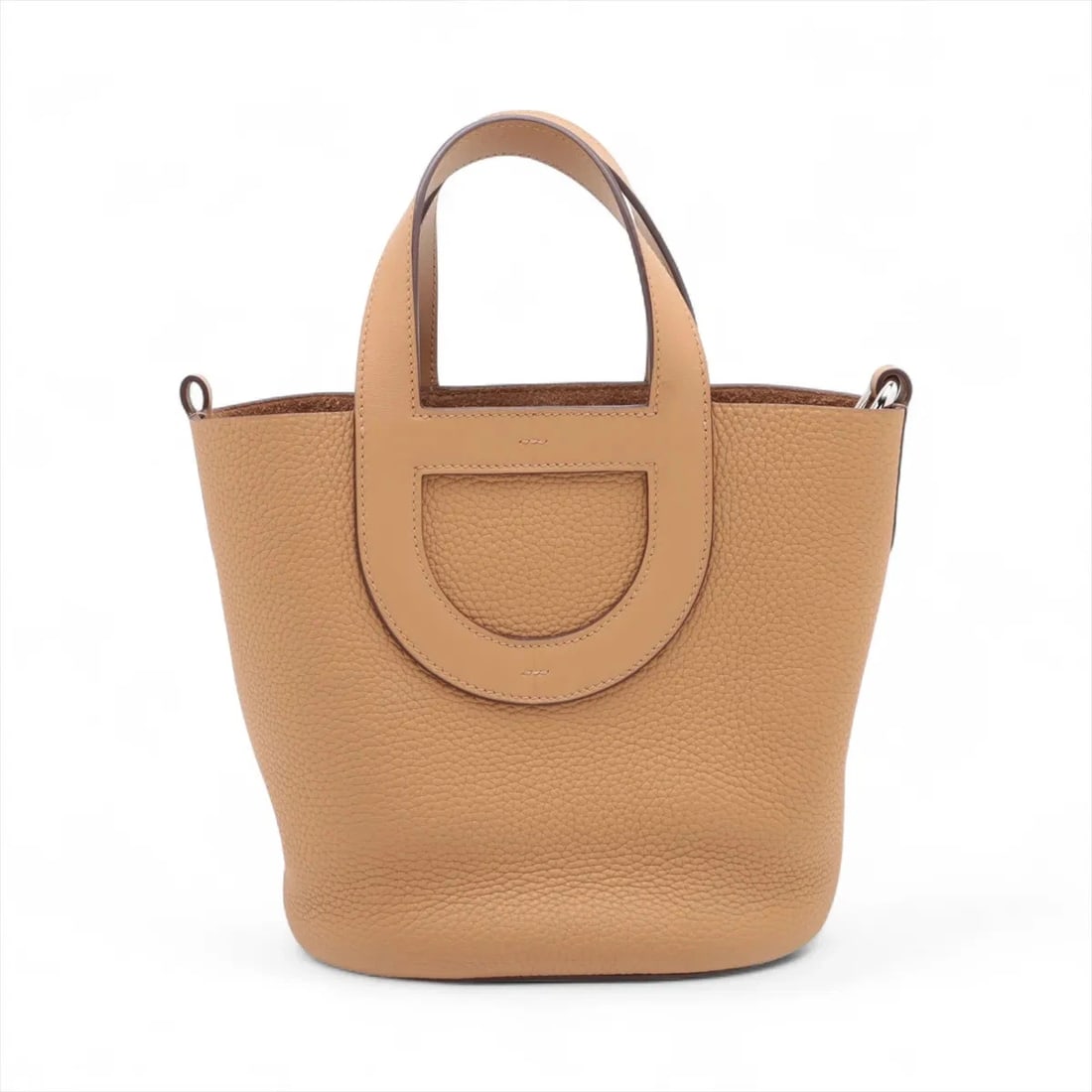 HERMES IN THE LOOP 18 TAURILLON CLEMENCE X VAUX SWIFT BISCUITS: Hermes In the loop 18 Taurillon Clemence x Vaux Swift biscuits Brand: Hermès Type: Hand bag Material: Taurillon Clemence × Veau Swift Color: biscuits Size: Height:7.7inch Length:7.3inch