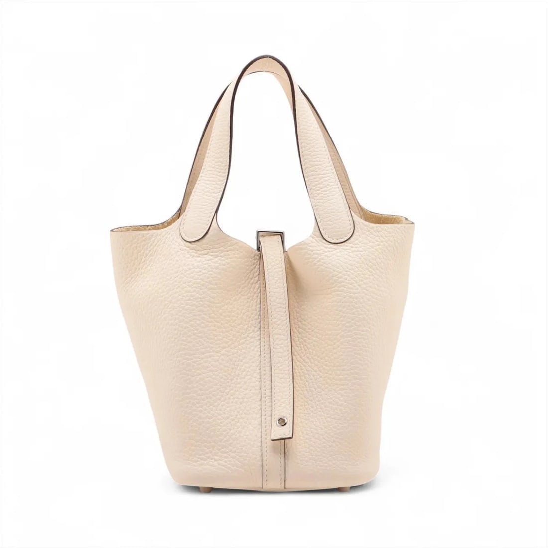 HERMES PICOTIN LOCK 18 PM TAURILLON CLEMENCE NATA: Hermes Picotin Lock 18 PM Taurillon Clemence Nata Brand: Hermès Type: Hand bag Material: Taurillon Clemence Color: Nata Size: Height:7.3inch Length:7.1inch Depth:5.3inch Handle height:4.7inch Acce