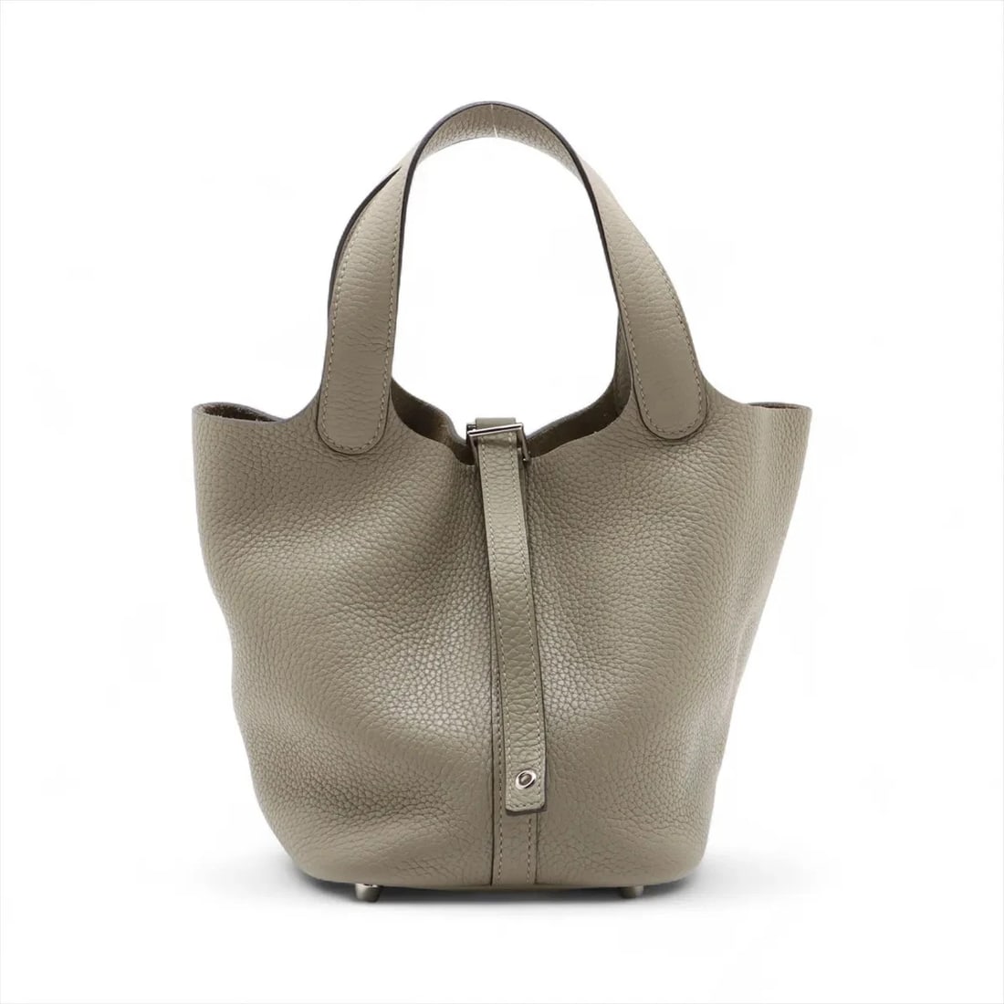 HERMES PICOTIN LOCK 18 PM TAURILLON CLEMENCE: Hermes Picotin Lock 18 PM Taurillon Clemence Brand: Hermès Type: Hand bag Material: Taurillon Clemence Color: Sage Size: Height:7.1inch Length:7.1inch Depth:5.3inch Handle height:5.3inch Accessori