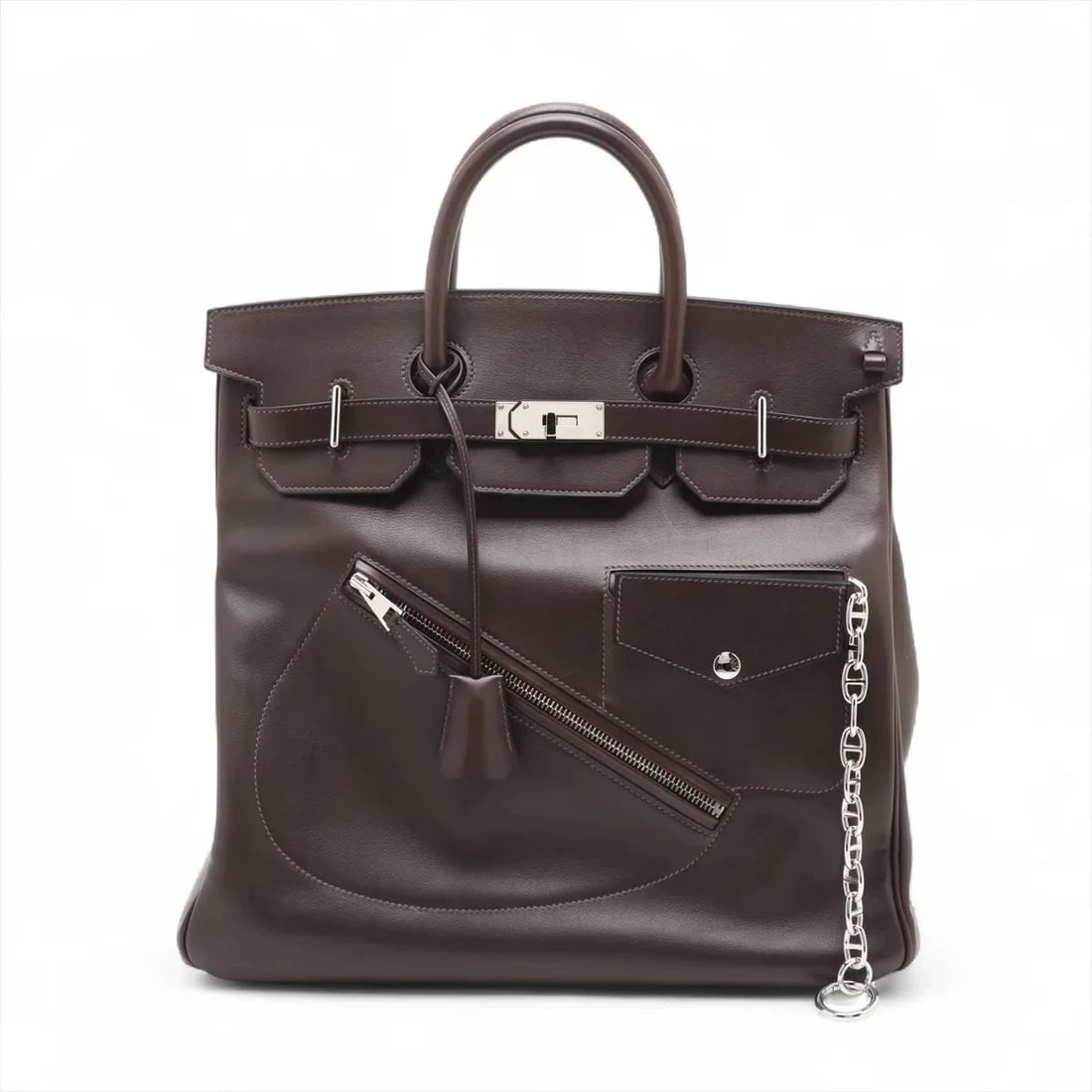 HERMES HAUT A COURROIES 40 LOCK EVERGRAIN EBÈNE: Hermes Haut A Courroies 40 Lock Evergrain Ebène Brand: Hermès Type: Hand bag Material: Evergrain Color: Ebène Size: Height:14.2inch Length:15.9inch Depth:9.3inch Handle height:3.5inch Accessories: