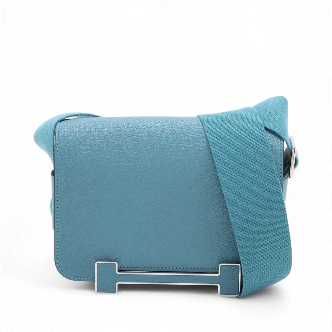 HERMES GETA CHEVRE NEW BLUE JEEN SILVER METAL (1 of 5)