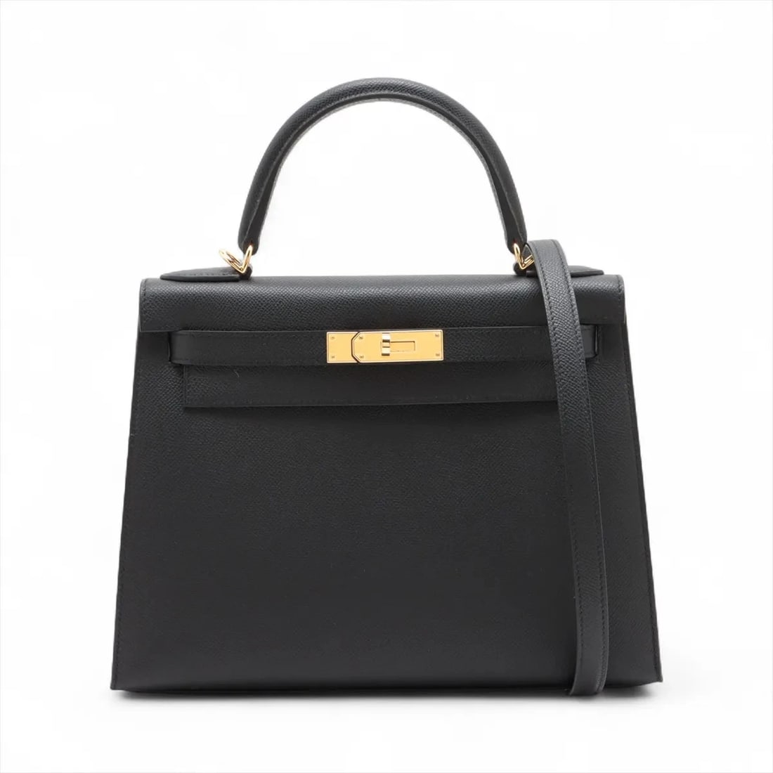 HERMES KELLY 28 SERIE VEAU EPSOM BLACK GOLD: Hermes Kelly 28 Serie Veau Epsom Black Gold Brand: Hermès Type: Hand bag Material: Veau Epsom Color: Black Size: Height:8.3inchLength:11.4inchDepth:4.5inch Accessories: None Accessories No