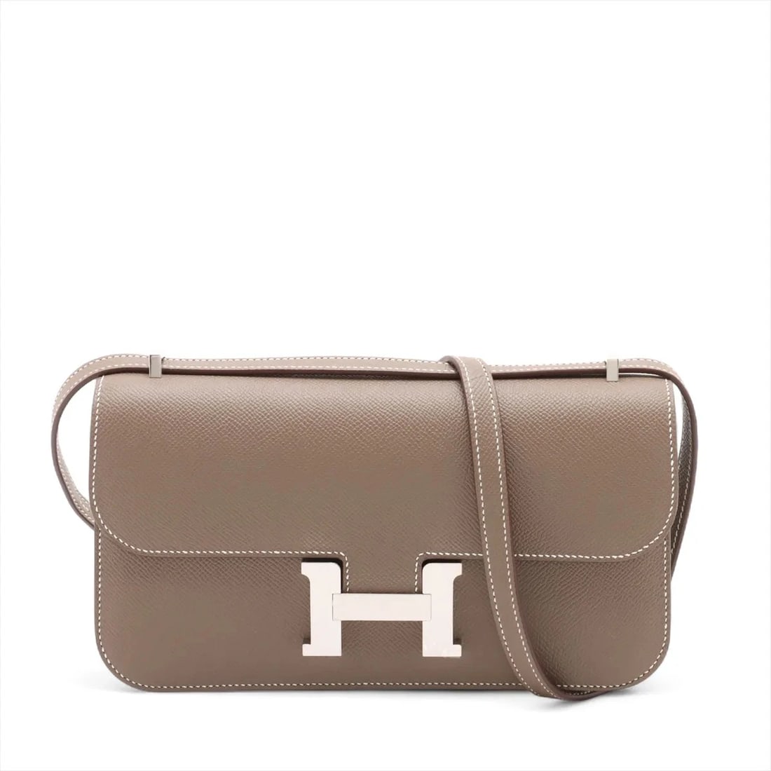 HERMES CONSTANCE ELAN MIROIR VEAU EPSOM ETOUPE SILVER: Hermes Constance Elan Miroir Veau Epsom Etoupe Silver Brand: Hermès Type: Shoulder bag Material: Veau Epsom Color: Etoupe Size: Height:5.1inchLength:9.4inchDepth:1.4inch Accessories: None