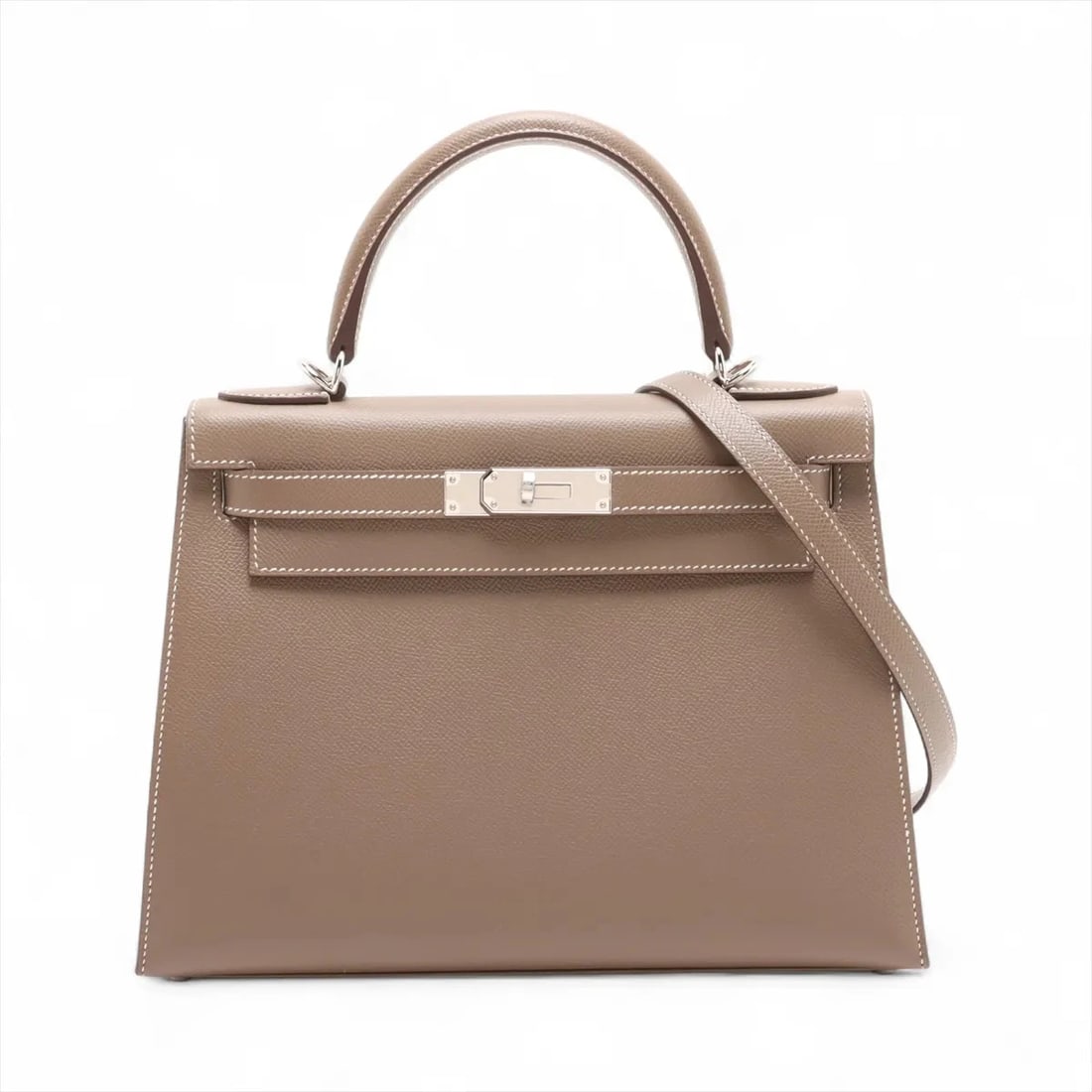 HERMES KELLY 28 SERIE VEAU EPSOM ETOUPE: Hermes Kelly 28 Serie Veau Epsom Etoupe Brand: Hermès Type: Hand bag Material: Veau Epsom Color: Etoupe Size: Height:8.1inchLength:11.4inchDepth:4.5inch Accessories: None Accessories Notic