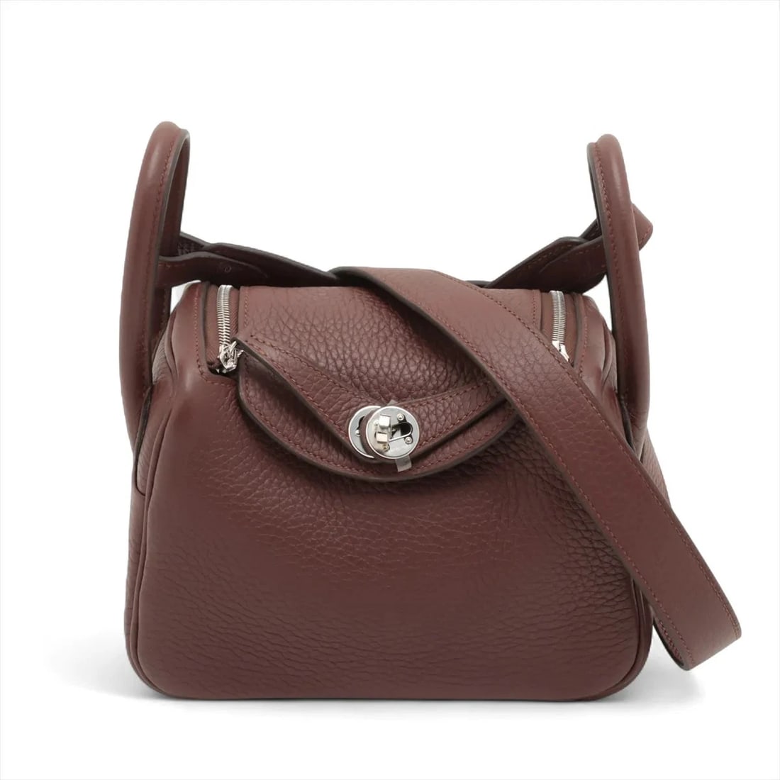 HERMES LINDY MINI 20 TAURILLON CLEMENCE TERRE: Hermes Lindy mini 20 Taurillon Clemence Terre Brand: Hermès Type: Shoulder bag Material: Taurillon Clemence Color: Taurillon Clemence Size: Height:5.1inchLength:7.1inchDepth:3.7inch Accessories: N