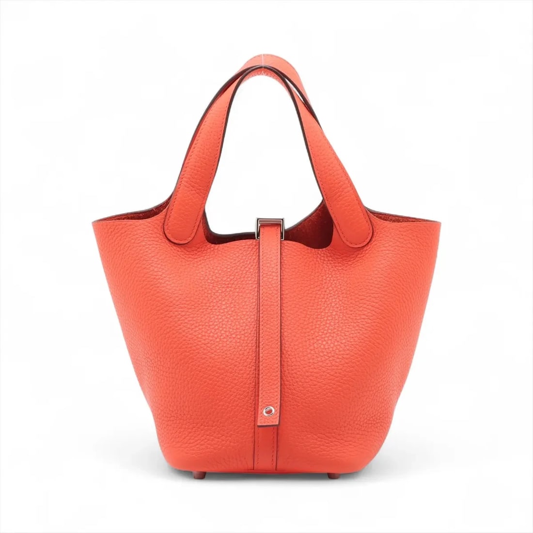 HERMES PICOTIN LOCK 18 PM TAURILLON CLEMENCE ORANGEFIELD: Hermes Picotin Lock 18 PM Taurillon Clemence Orangefield Brand: Hermès Type: Hand bag Material: Taurillon Clemence Color: Orangefield Size: Height:7.3inchLength:7.1inchDepth:5.1inch Accessories: N