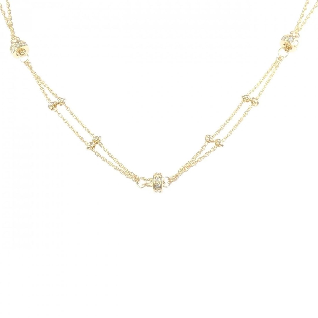 18K YELLOW GOLD DIAMOND NECKLACE: 18K Yellow Gold Diamond Necklace Brand: Unbranded Type: Diamond Necklace Material: K18YG, Main Stone/Creation Natural Color: Yellow Gold Size: Actual Size Motif maximum width approx.: 4.7mm Chain