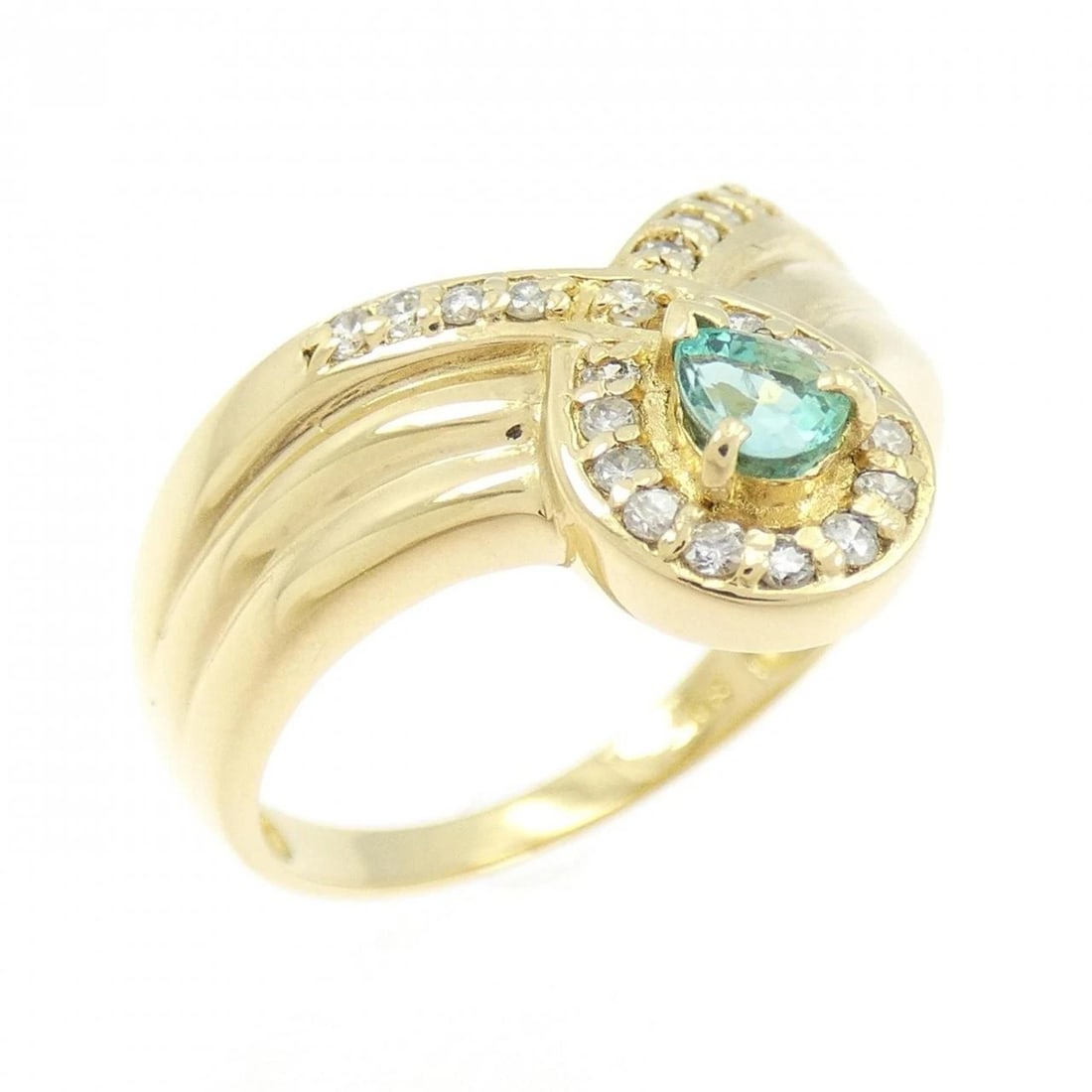 K18YG BERYL RING: K18YG Beryl Ring Brand: Unbranded Type: Beryl Ring Material: K18YG, Main Stone/Creation Beryl Secondary Stone diamond Color: Yellow Gold Size: US6 1/4 Accessories: None Accessories Notice: When