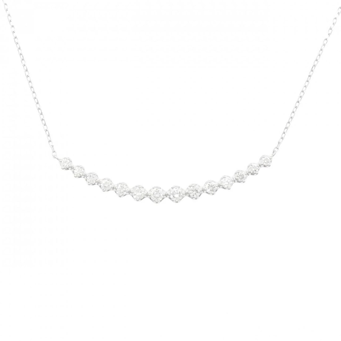 K18WG DIAMOND NECKLACE: K18WG Diamond Necklace Brand: Unbranded Type: Diamond Necklace Material: K18WG, Main Stone/Creation Natural Color: WHite Gold Size: Actual Size Pendant length approx. x width approx.: 3.4mmx39.7mm
