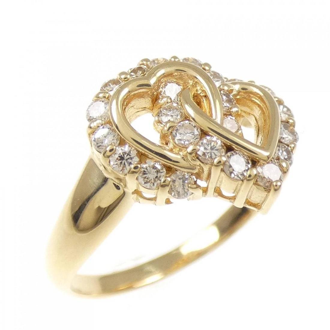 K18YG HEART DIAMOND RING: K18YG Heart Diamond Ring Brand: Unbranded Type: Diamond Ring Material: K18YG, Main Stone/Creation Natural Color: Yellow Gold Size: US5 3/4 Accessories: None Accessories Notice: When purchasing