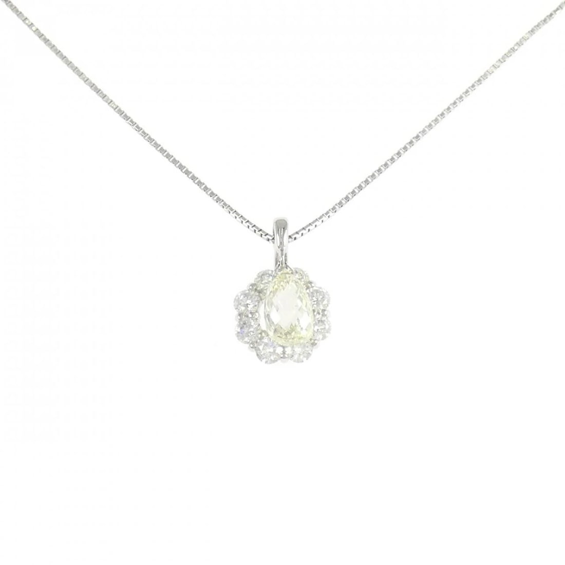 PT900/PT850 DIAMOND NECKLACE: PT900/PT850 Diamond Necklace Brand: Unbranded Type: Diamond Necklace Material: PT900/PT850, Main Stone/Creation Natural Color: Silver Size: 50cm Actual Size Pendant length approx. x width approx.: