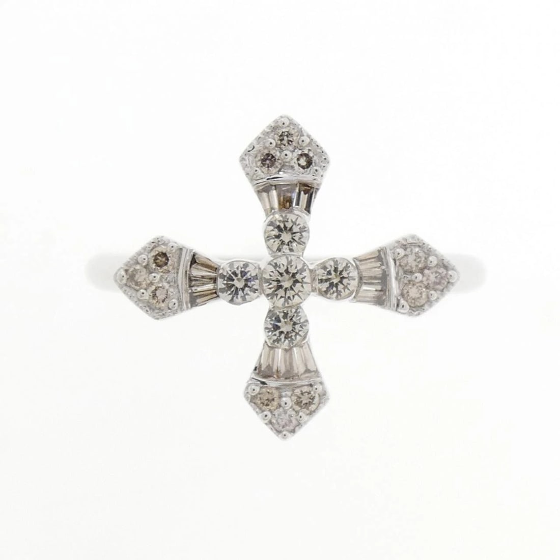 K18WG CROSS DIAMOND RING - 2