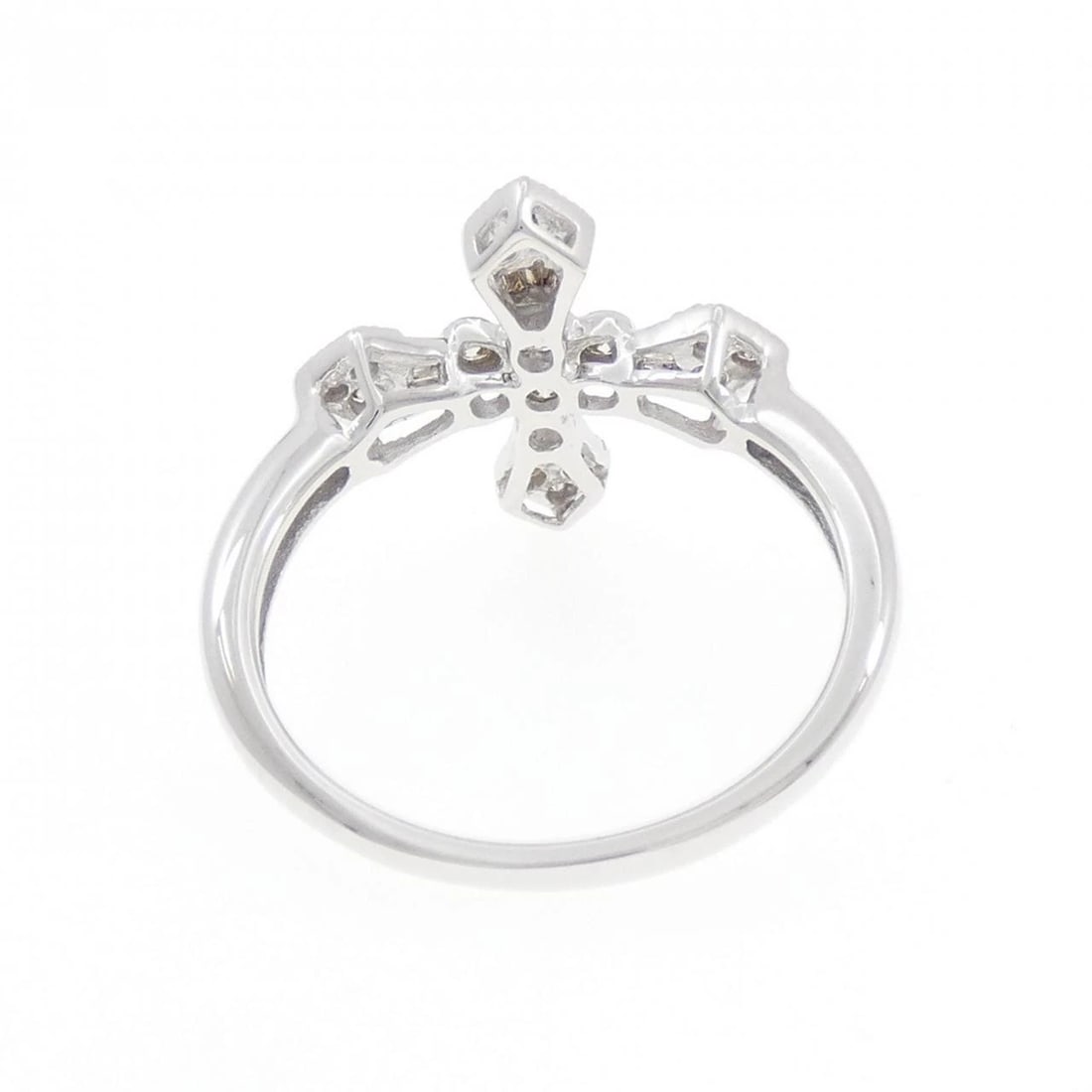 K18WG CROSS DIAMOND RING - 3