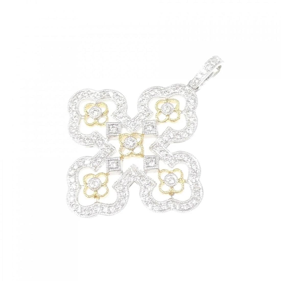 K18WG/K18YG DIAMOND PENDANT: K18WG/K18YG Diamond Pendant Brand: Unbranded Type: Diamond Pendant/Brooch Material: K18WG/K18YG, Main Stone/Creation Natural Color: WG,YG Size: Actual Size Approx. length x width: 32.3mm x 26.6mm