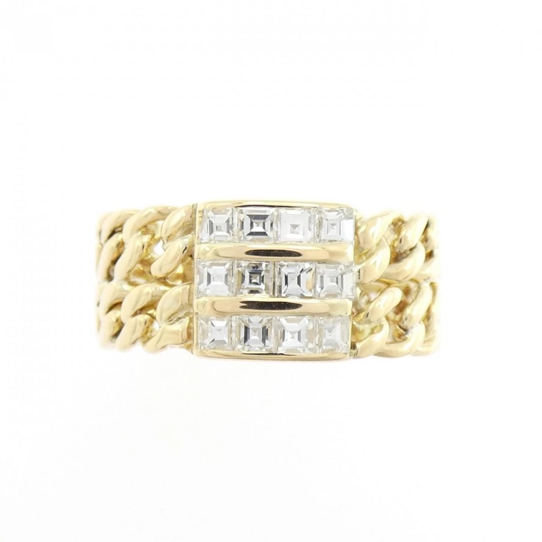 K18YG DIAMOND RING: K18YG Diamond Ring Brand: Unbranded Type: Diamond Ring Material: K18YG, Main Stone/Creation Natural Color: Yellow Gold Size: US5 3/4 Accessories: None Accessories Notice: When purchasing pre-owned