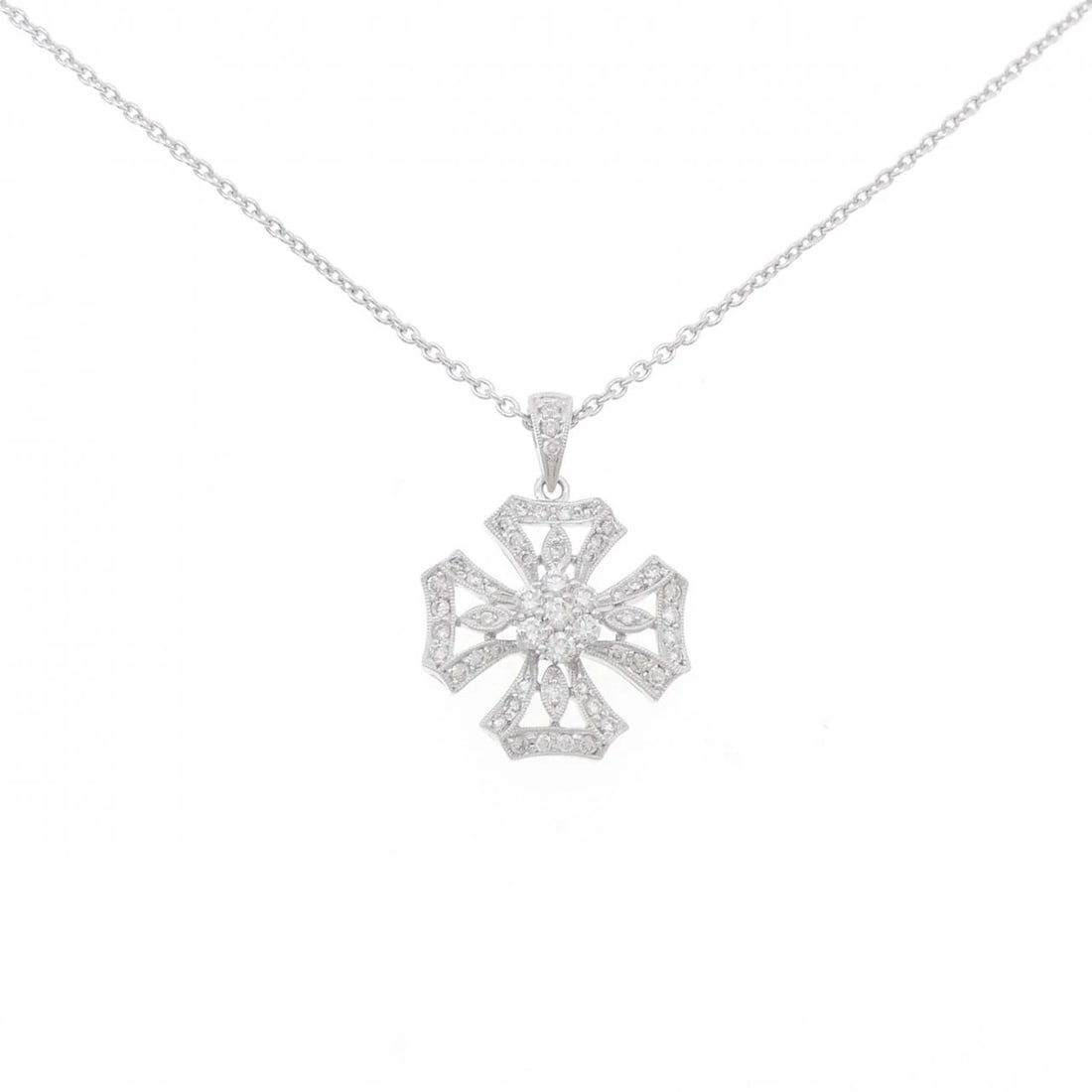 750WG/K18WG DIAMOND NECKLACE: 750WG/K18WG Diamond Necklace Brand: Unbranded Type: Diamond Necklace Material: 750WG/K18WG, Main Stone/Creation Natural Color: White Gold Size: 45cmActual Size Pendant length approx. x width approx.: