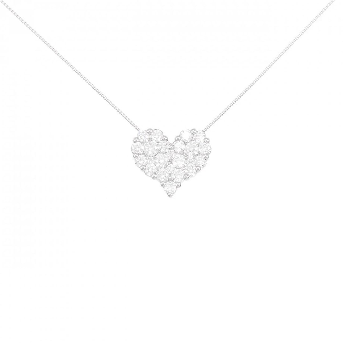 PT900/PT850 HEART DIAMOND NECKLECE: PT900/PT850 Heart Diamond Necklece Brand: Unbranded Type: Diamond Necklace Material: PT900/PT850, Main Stone/Creation Natural Color: Silver Size: Actual Size Pendant length approx. x width approx.: